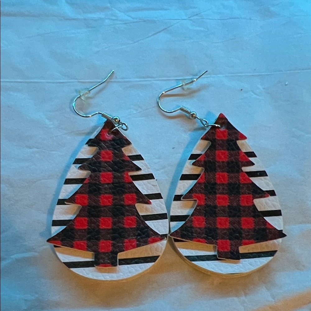 Plaid Christmas Tree Earrings